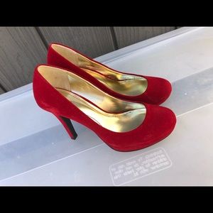 Style and Co red suede shoes.